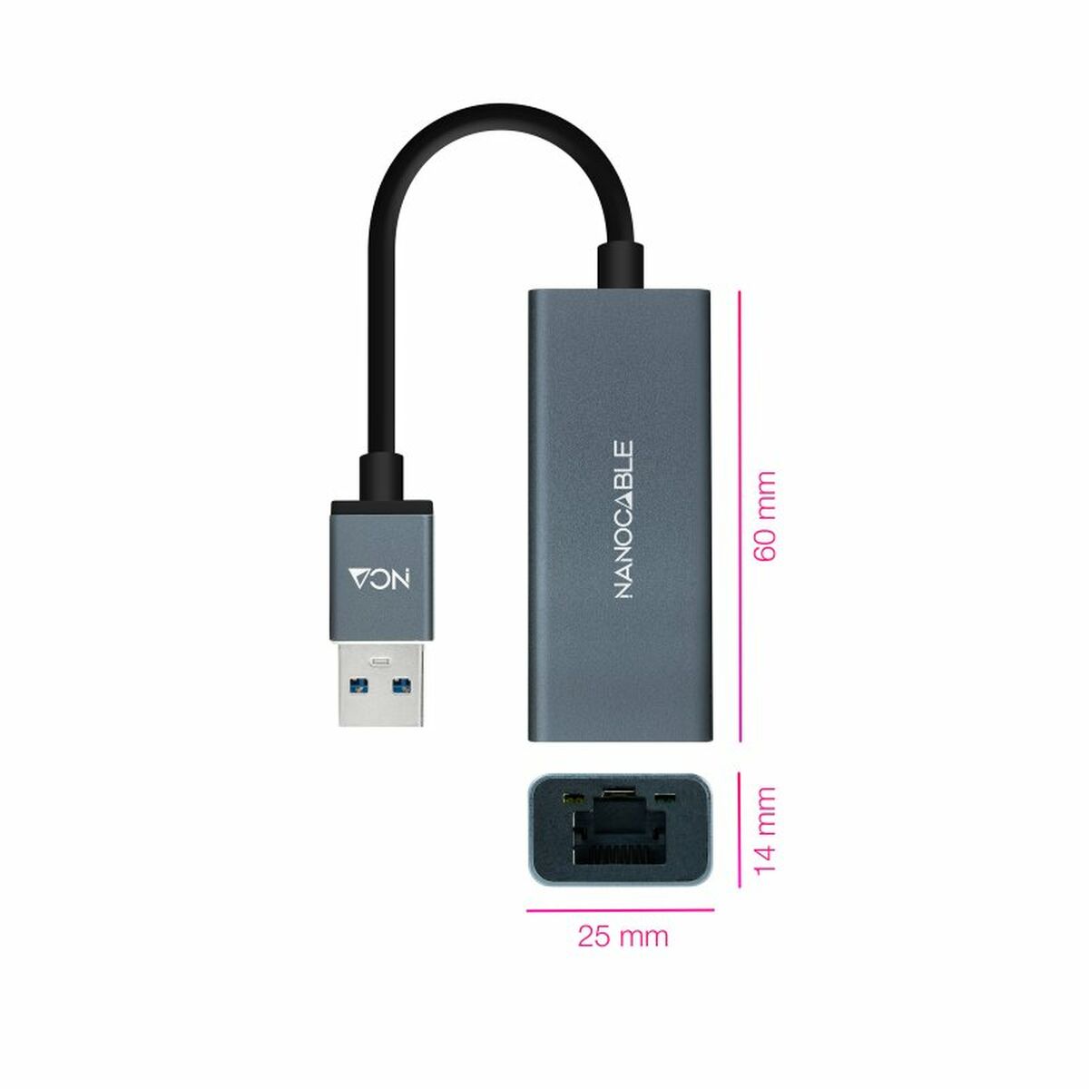 Bild von USB to Ethernet Adapter NANOCABLE ANEAHE0818