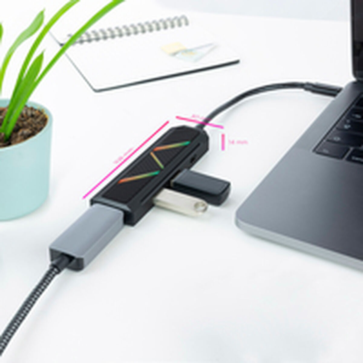 Picture of USB-C Hub NANOCABLE 10.16.0401 Black 100 W