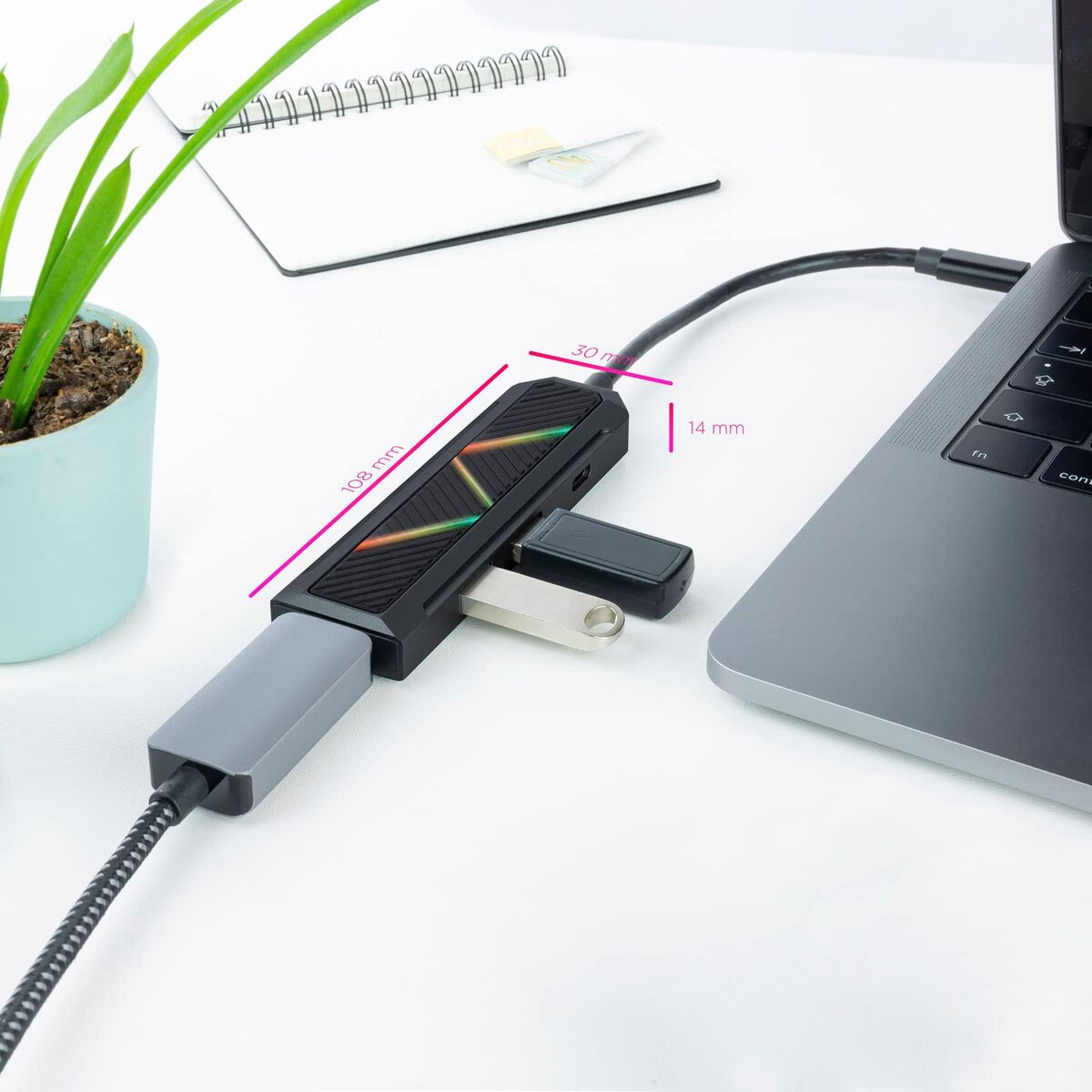 Picture of USB-C Hub NANOCABLE 10.16.0401 Black 100 W