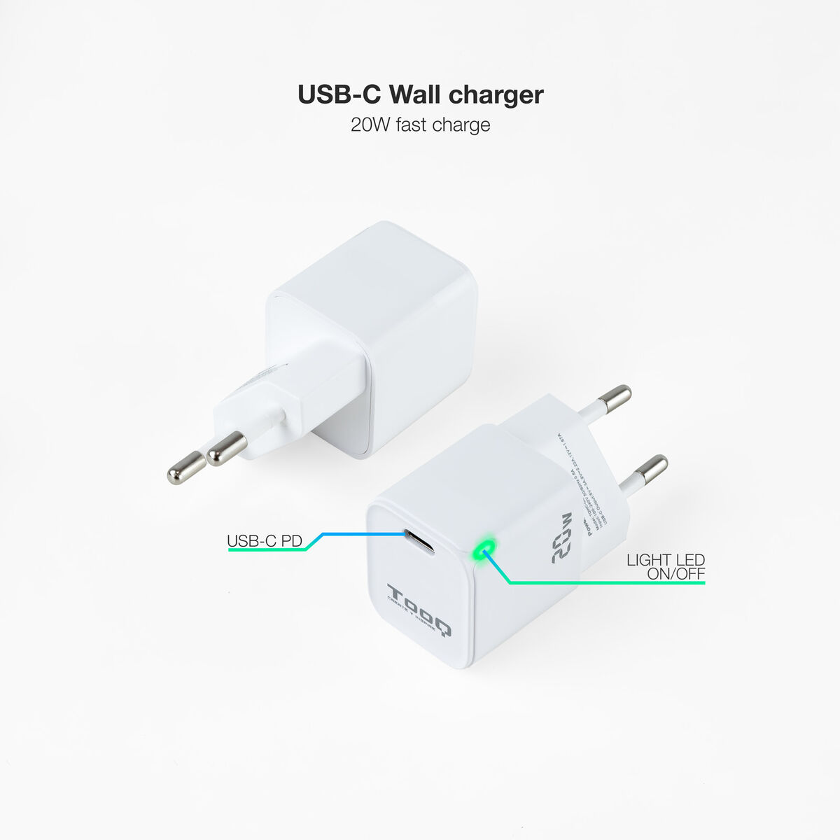Bild von Wall Charger TooQ TQWC-PD20WT White 20 W