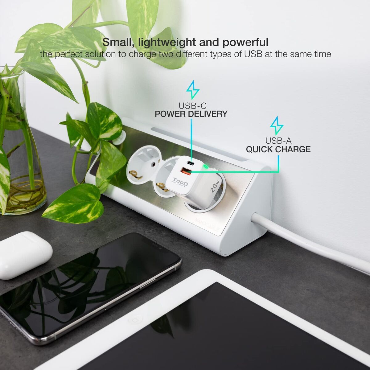 Wall Charger TooQ TQWC-QCPD20WT White 20 W