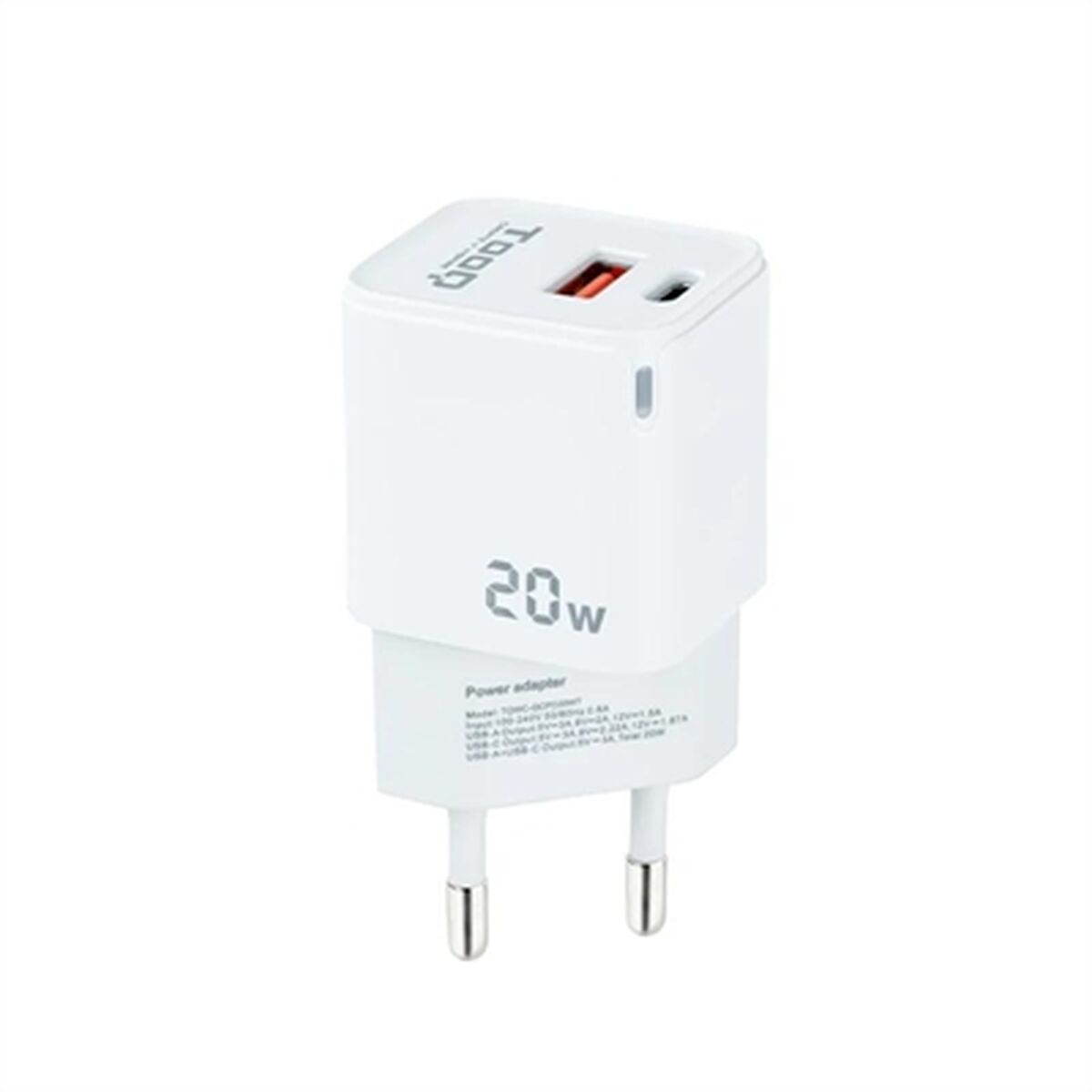 Picture of Wall Charger TooQ TQWC-QCPD20WT USB-C USB-A