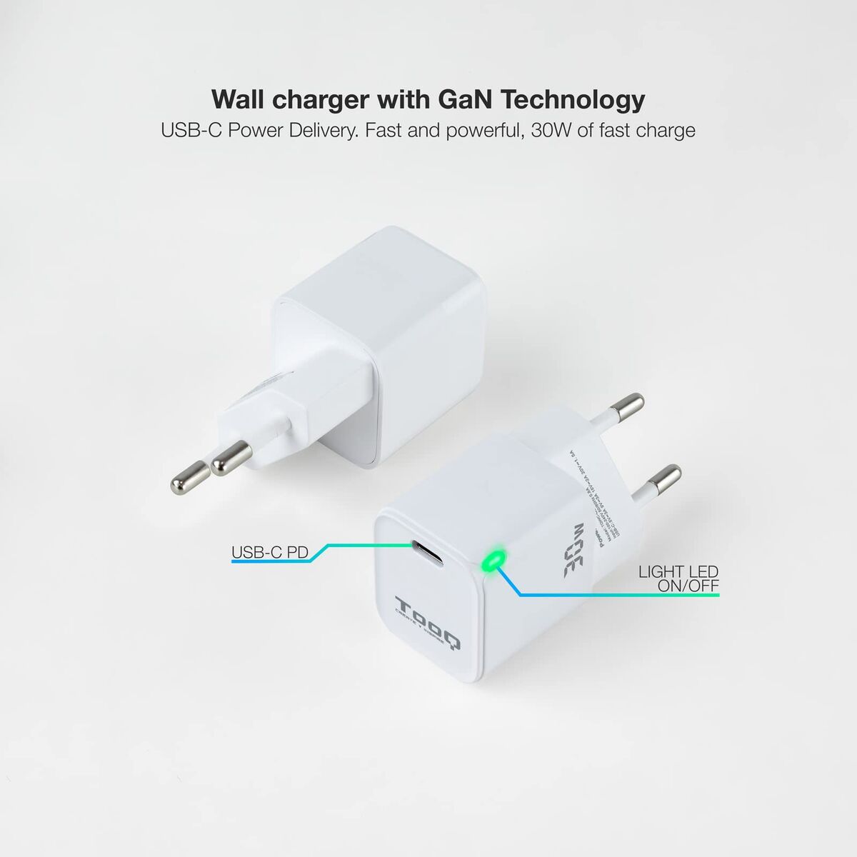 Bild von Wall Charger TooQ TQWC-GANPD30WT White 30 W