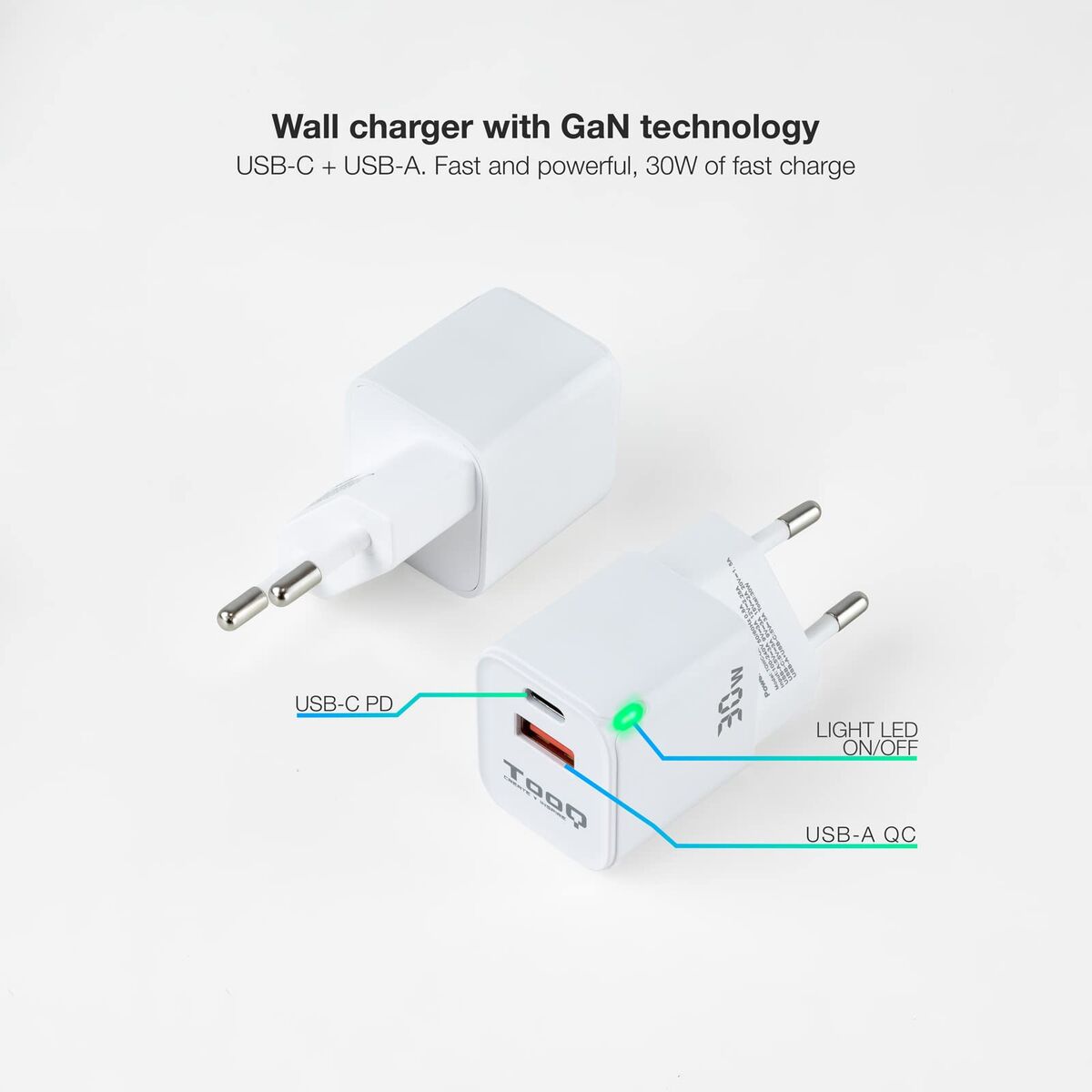 Bild von Wall Charger TooQ TQWC-GANQCPD30WT White 30 W
