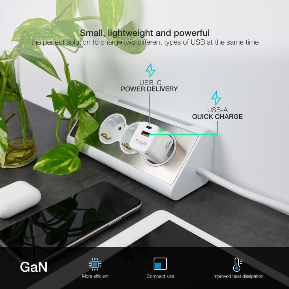 Wall Charger TooQ TQWC-GANQCPD30WT White 30 W