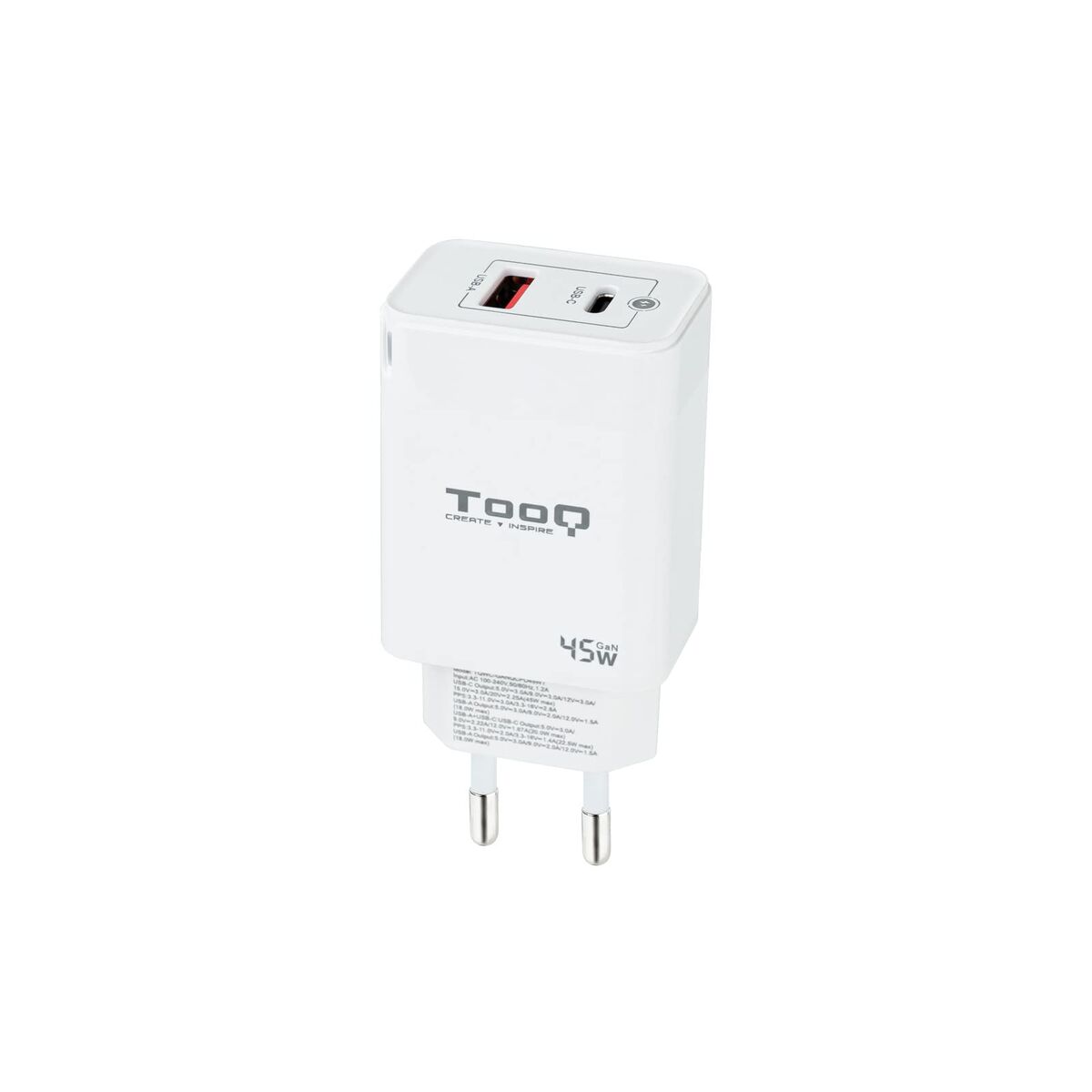Bild von Wall Charger TooQ TQWC-GANQCPD45WT White 45 W