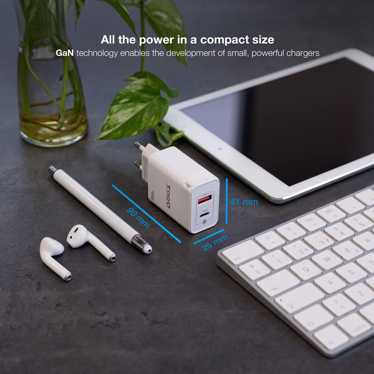 Bild von Wall Charger TooQ TQWC-GANQCPD45WT White 45 W