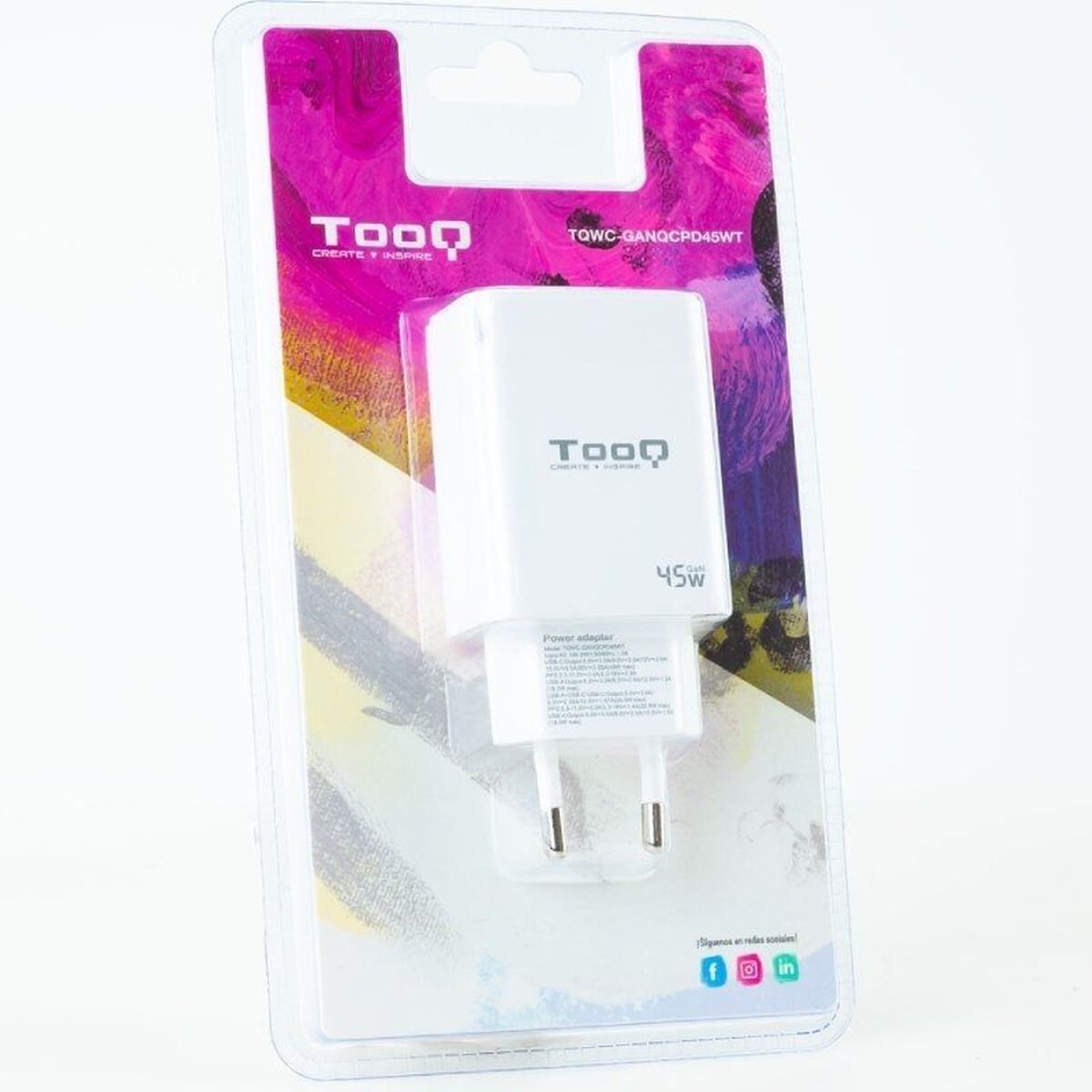 Wall Charger TooQ TQWC-GANQCPD45WT White 45 W
