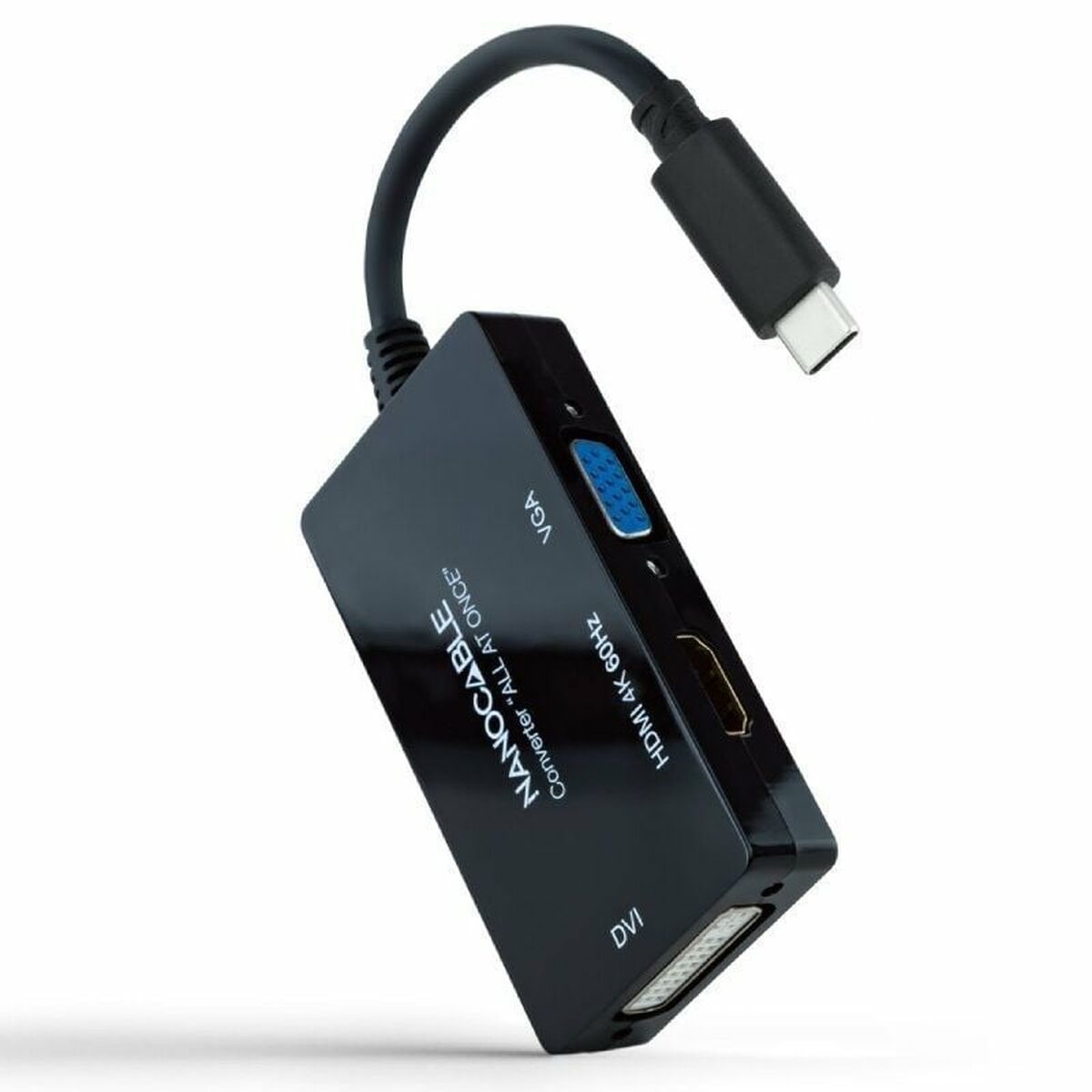 Afbeeldingen van USB-C to VGA/HDMI/DVI Adapter NANOCABLE 10.16.4301-ALL 20 cm Black