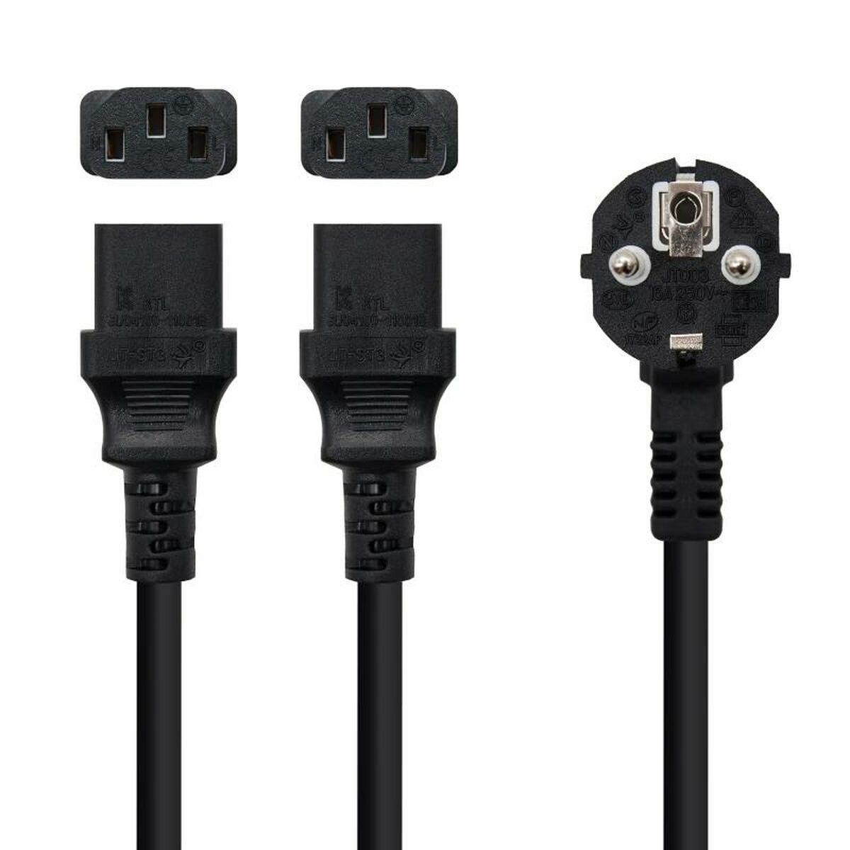 Afbeeldingen van Power Cord NANOCABLE 2xC13/H Black 1,8 m