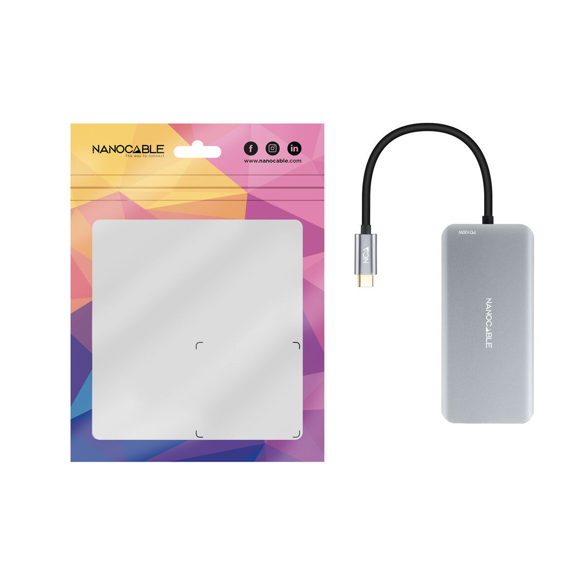 Bild von USB Hub NANOCABLE 10.16.1009 Grey 100 W 50 W