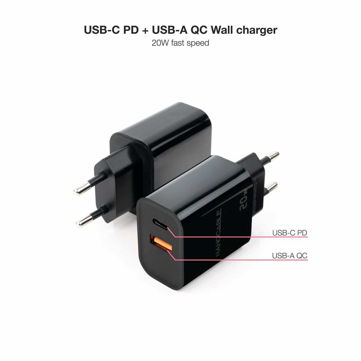 Picture of Wall Charger NANOCABLE 10.10.2008 Black 20 W