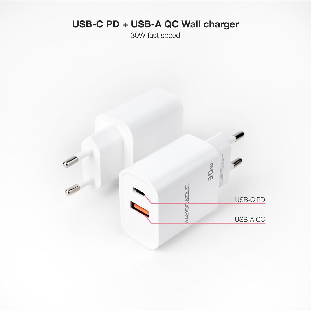 Wall Charger NANOCABLE 10.10.2011 White 30 W