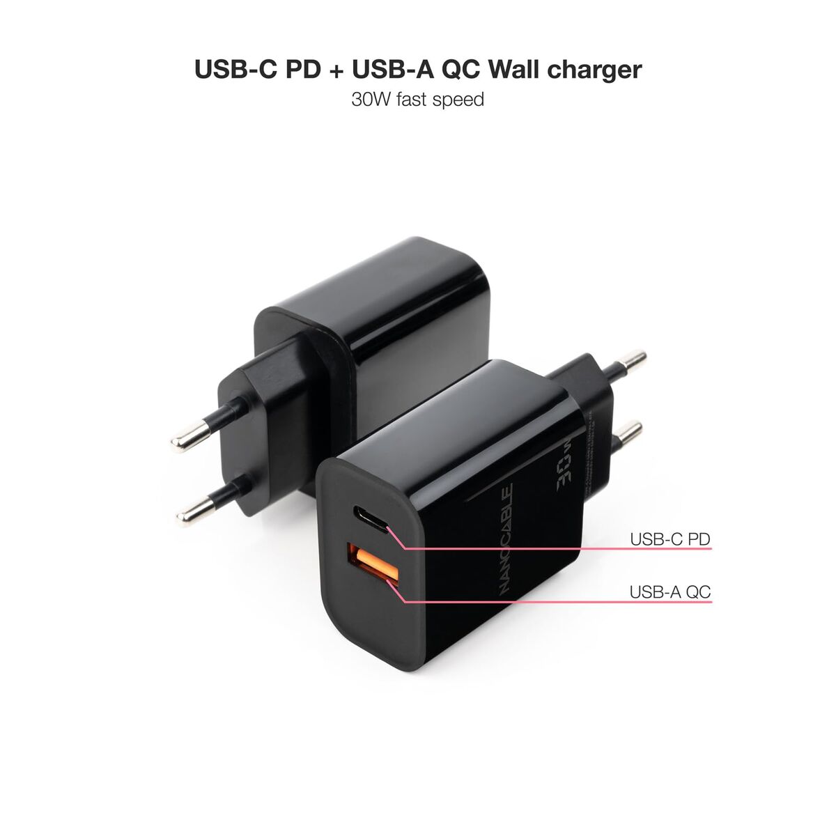 Wall Charger NANOCABLE 10.10.2012 Black 30 W