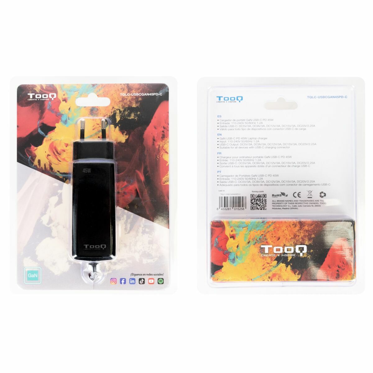 Picture of Laptop Charger TooQ GAN USB-C PD 45W Cúbico 45 W