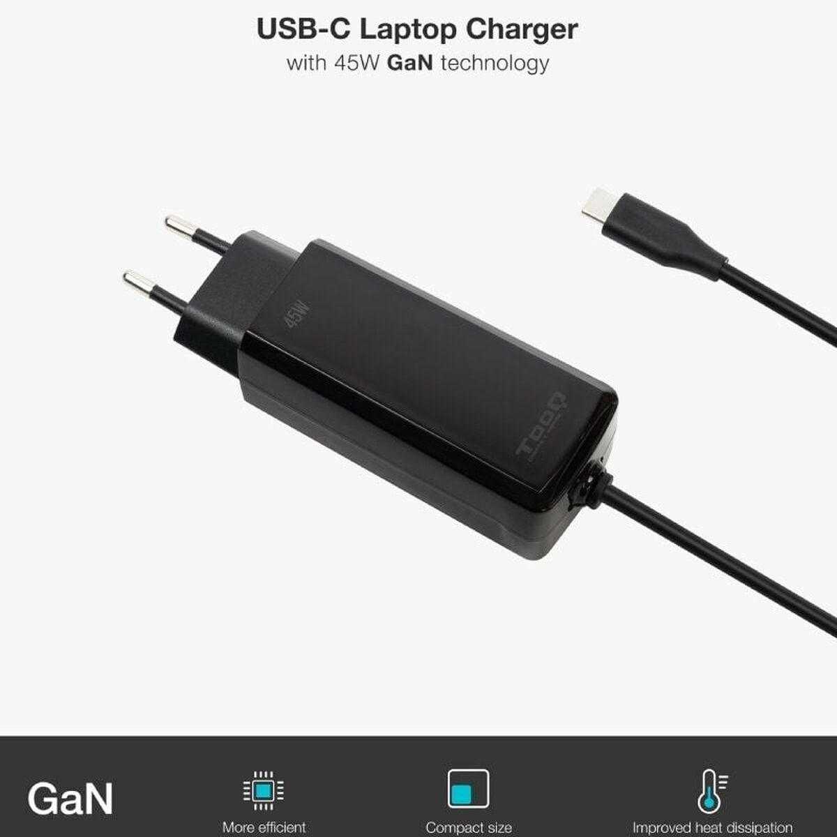 Picture of Laptop Charger TooQ TQLC-USBCGAN45PD-C 45 W