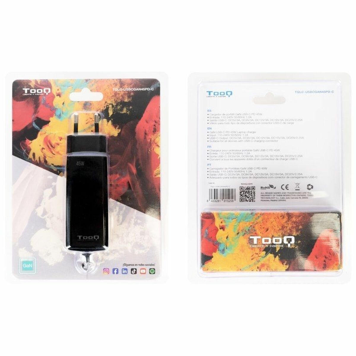 Picture of Laptop Charger TooQ TQLC-USBCGAN45PD-C 45 W