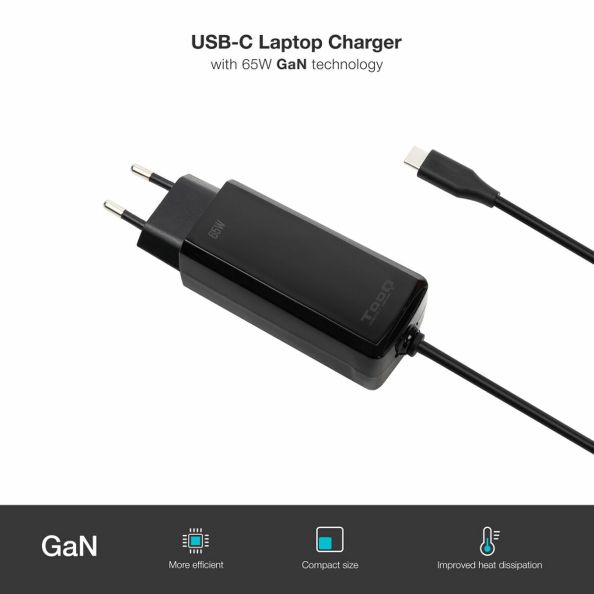 Picture of Laptop Charger TooQ GAN USB-C PD 65W Cúbico 65 W