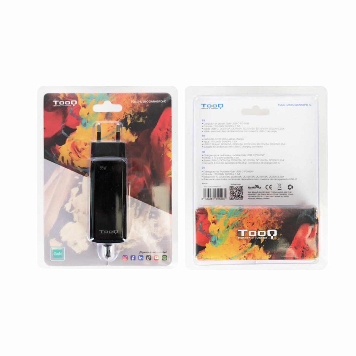 Picture of Laptop Charger TooQ GAN USB-C PD 65W Cúbico 65 W