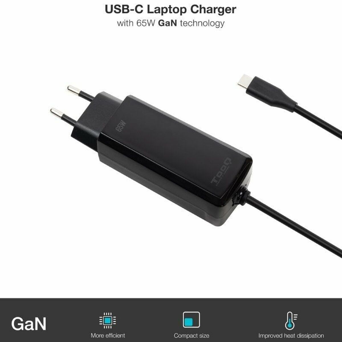 Afbeeldingen van Laptop Charger TooQ TQLC-USBCGAN65PD-C 65 W