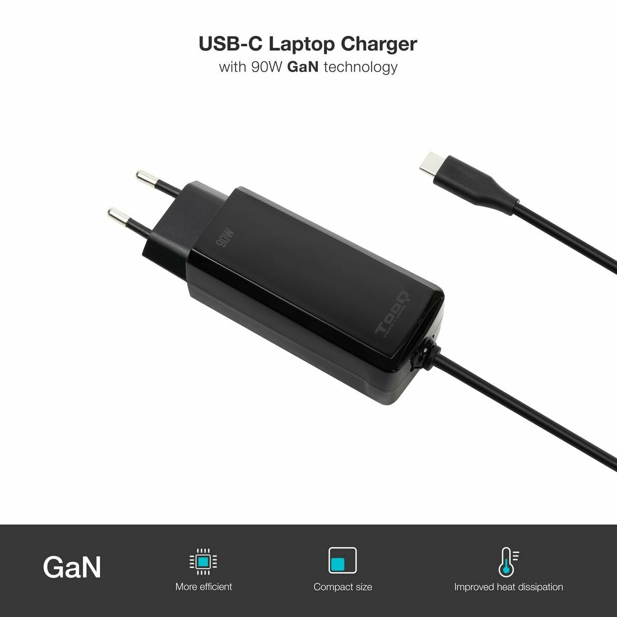 Kép Laptop Charger TooQ TQLC-USBCGAN90PD-C
