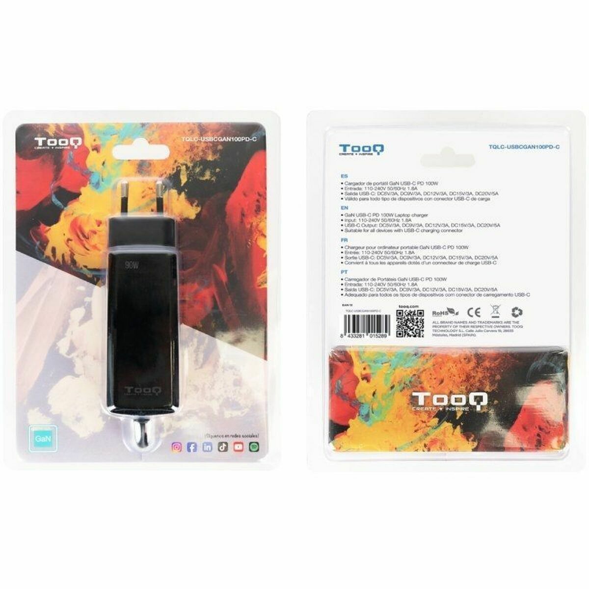 Laptop Charger TooQ TQLC-USBCGAN100PD-C 1,8 m