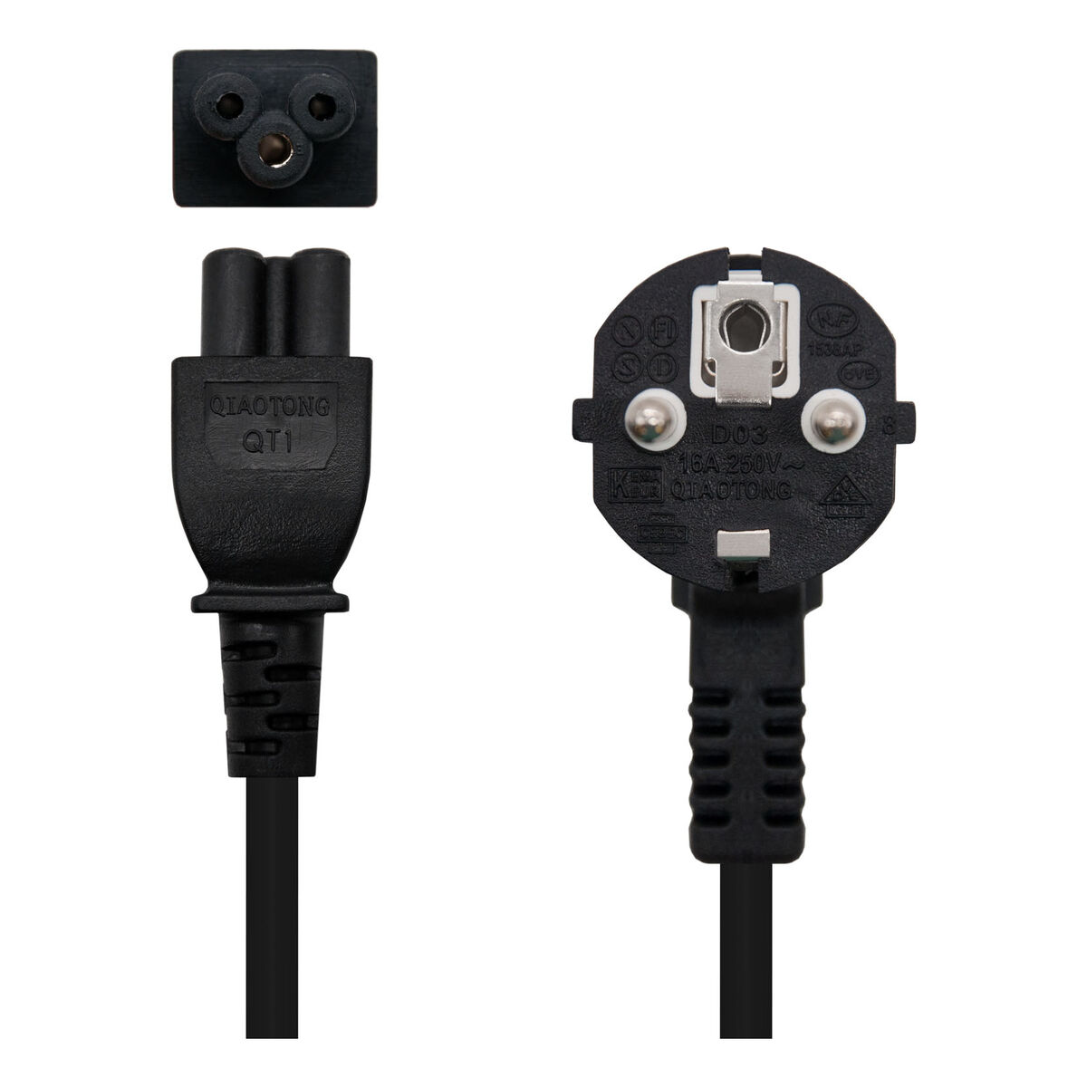 Power Cord NANOCABLE 10.22.0302-L200 Black 2 m