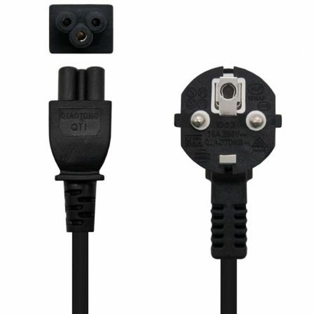 Power Cord NANOCABLE 10.22.0302-L200 Black 2 m