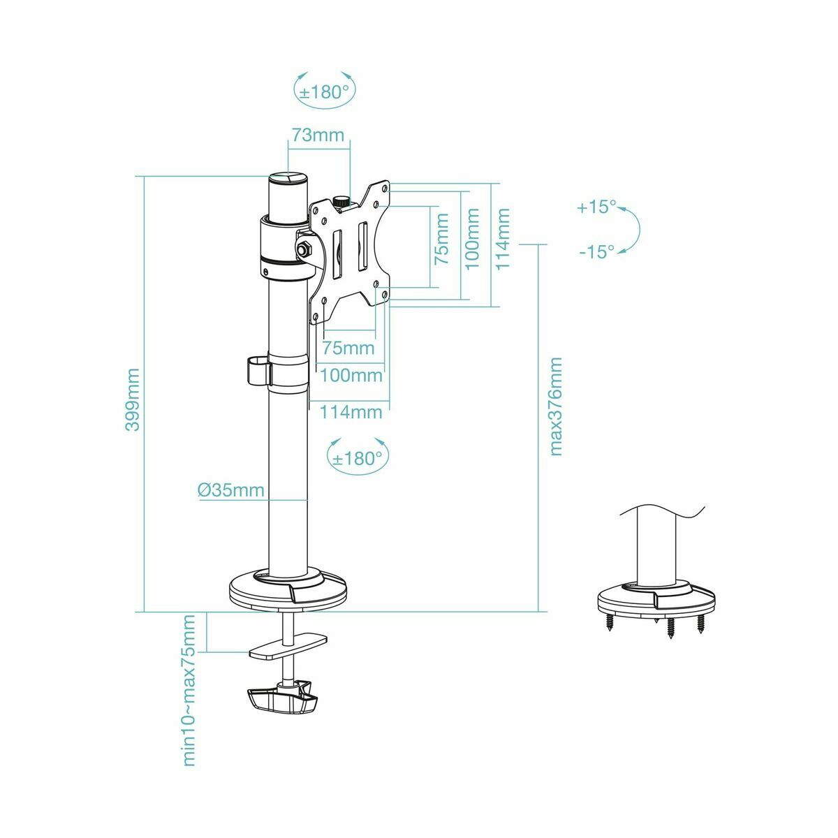Screen Table Support TooQ DB1131TN-B 17" 32" 8 kg