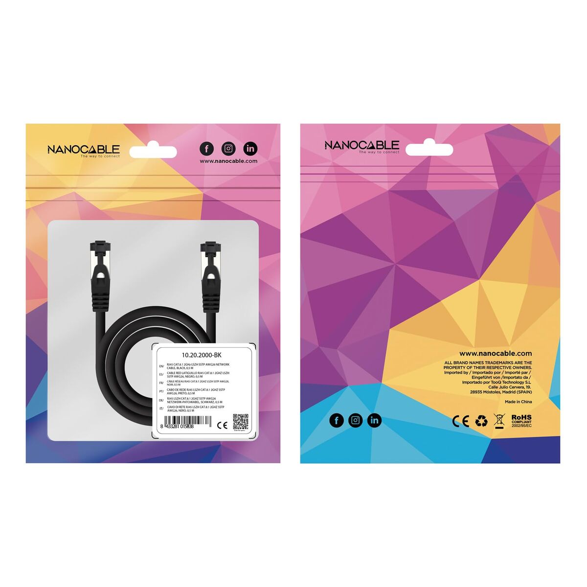 Bild von USB-Kabel NANOCABLE 10.20.2007-BK Schwarz 7 m