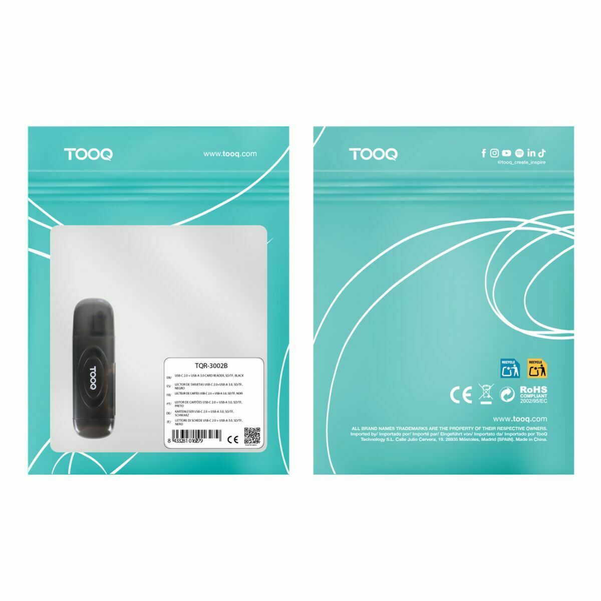 Afbeeldingen van Card Reader TooQ TQR-3002B Black