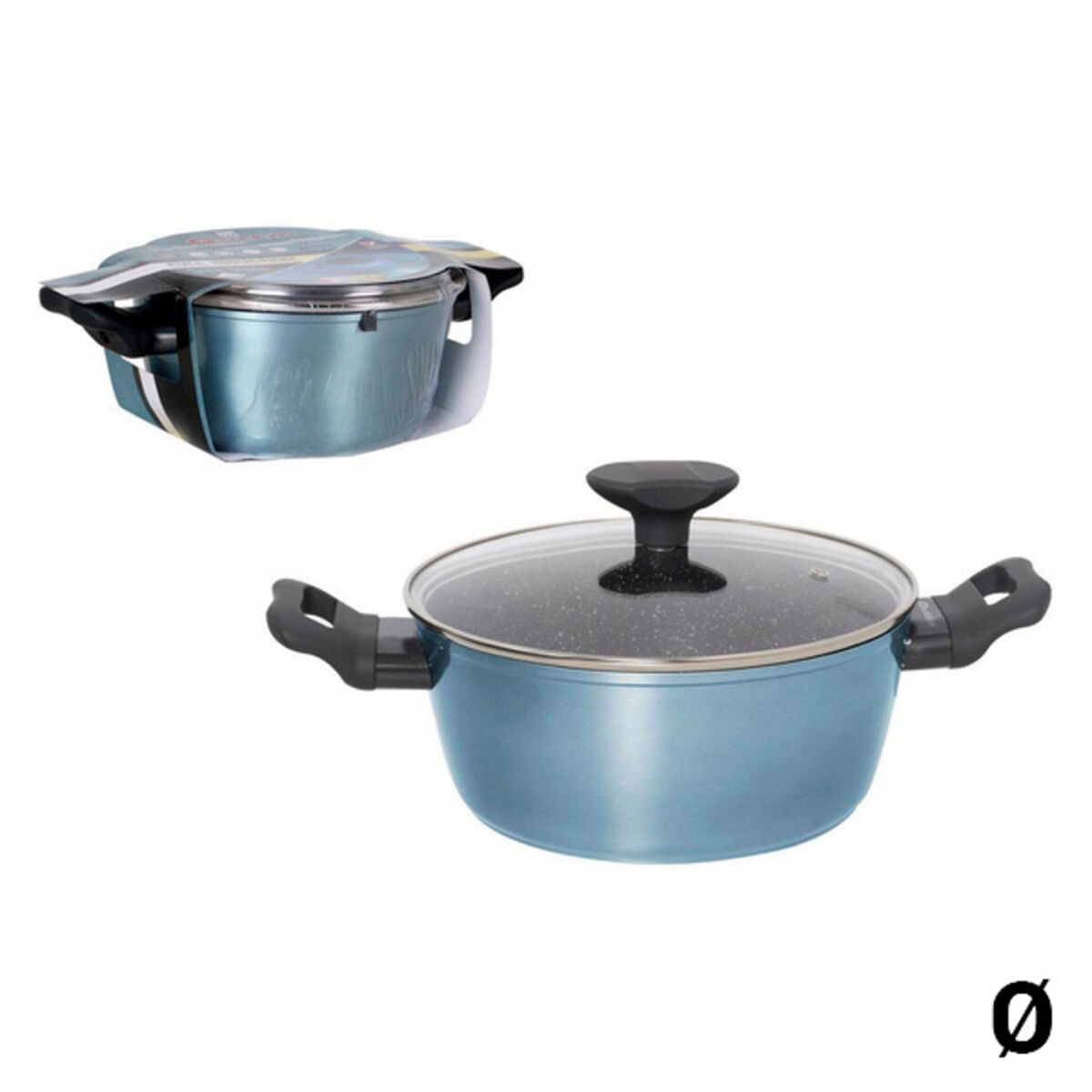 Cacerola con Tapa de Cristal Quttin Azul