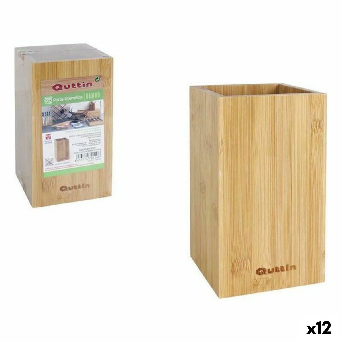 Dåse til køkkenudstyr Quttin Bambus 10,5 x 10,5 x 18 cm (12 enheder)