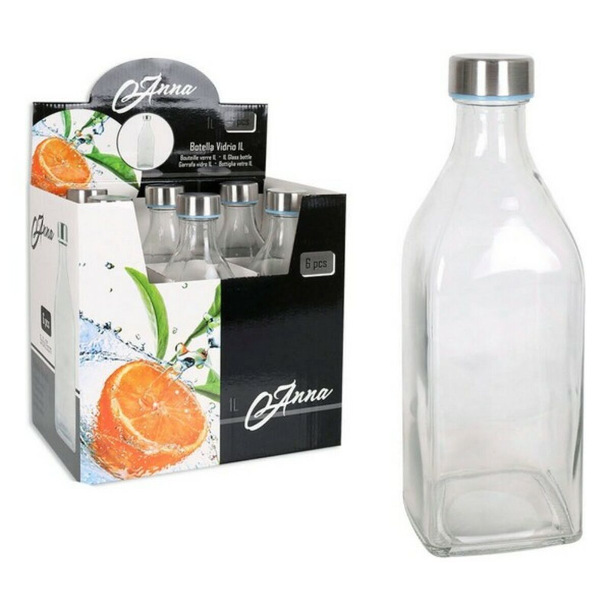 Bottle Anna 8433774721666 Threaded cover Glass Metal