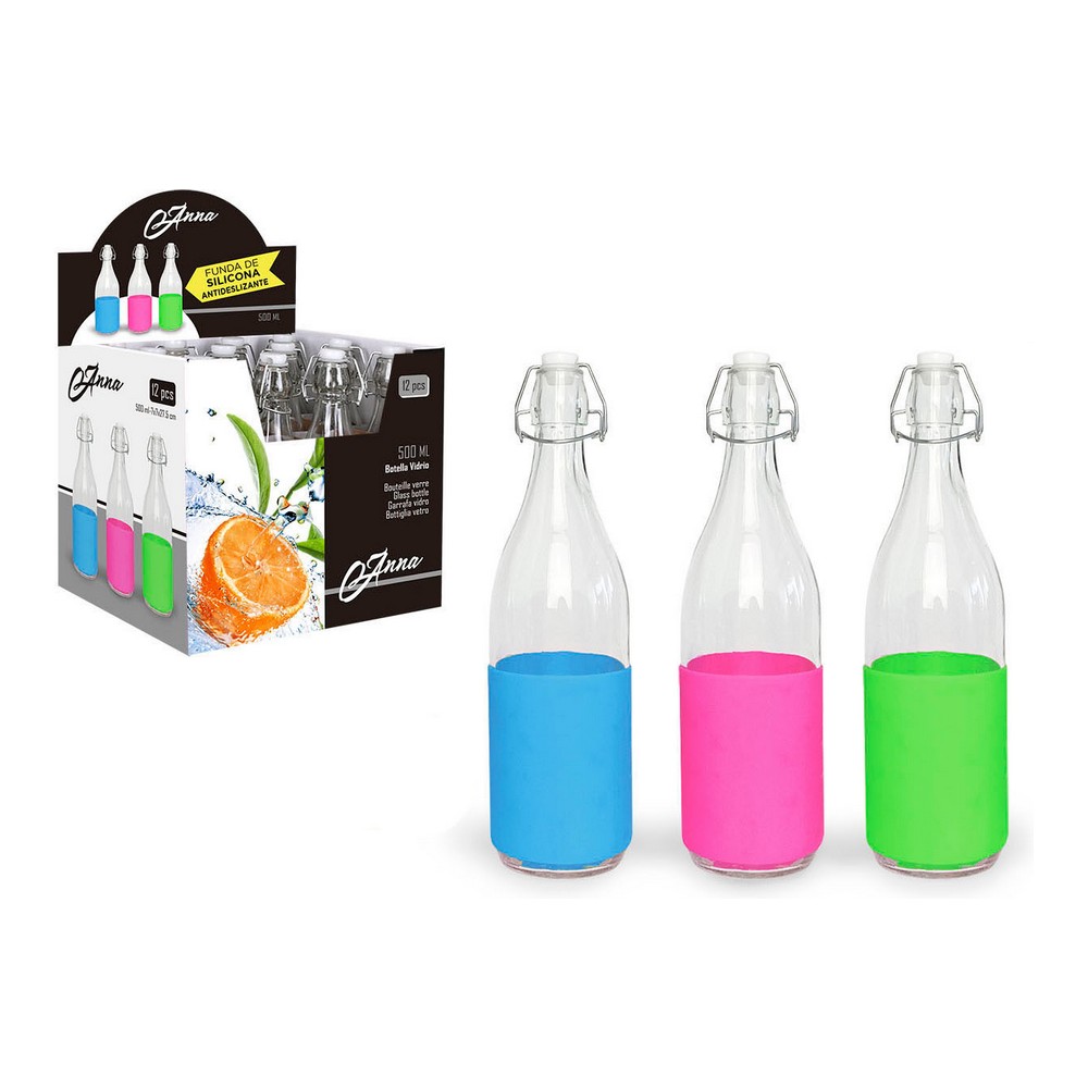 Bottle Anna Glass Silicone With lid (0,5 L)