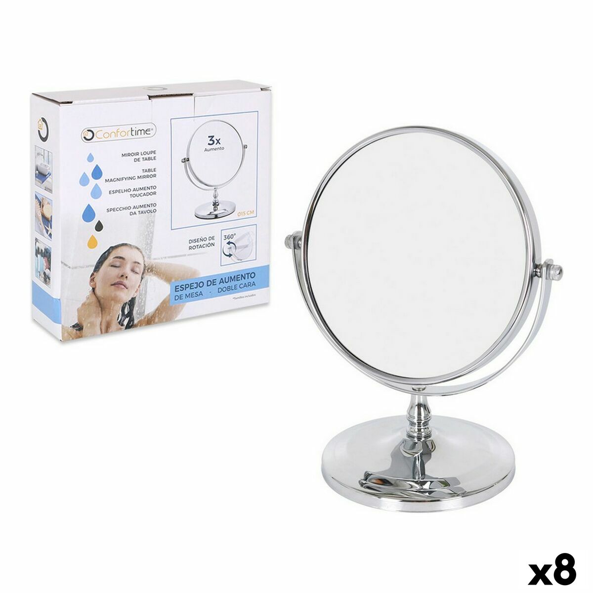 Miroir Grossissant Confortime 15 x 12 x 21,5 cm (8 Unités)