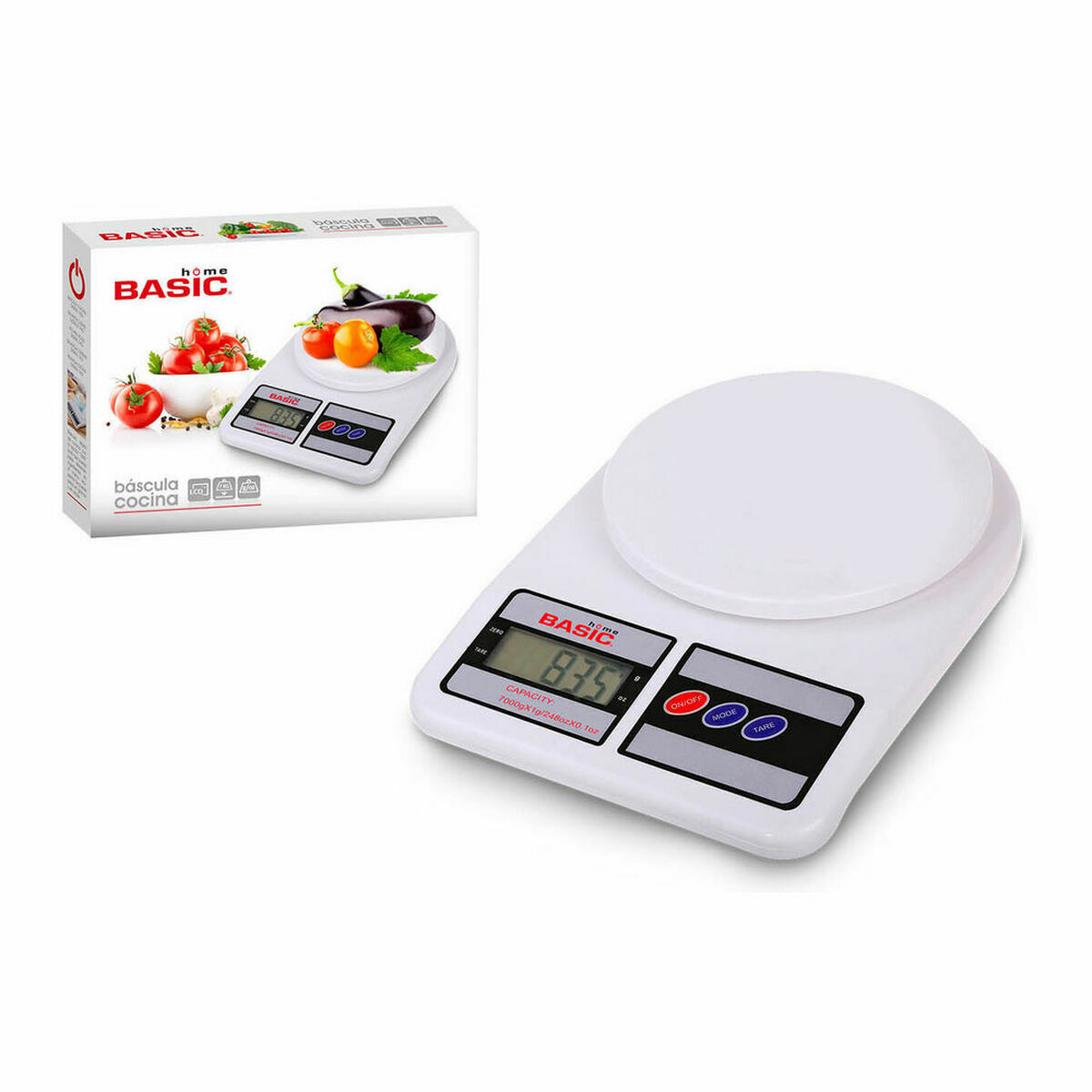 Image secondaire de balance de cuisine Basic Home Numérique 7 kg Blanc 23 x 16 x 3,6 cm (6 Unités)