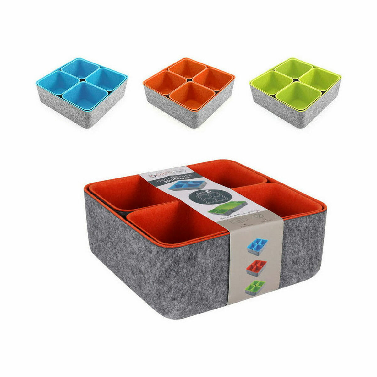 Multi-Functionele Organiser Confortime Vilt 25,2 x 25 x 10 cm (5 Onderdelen) (6 Stuks)