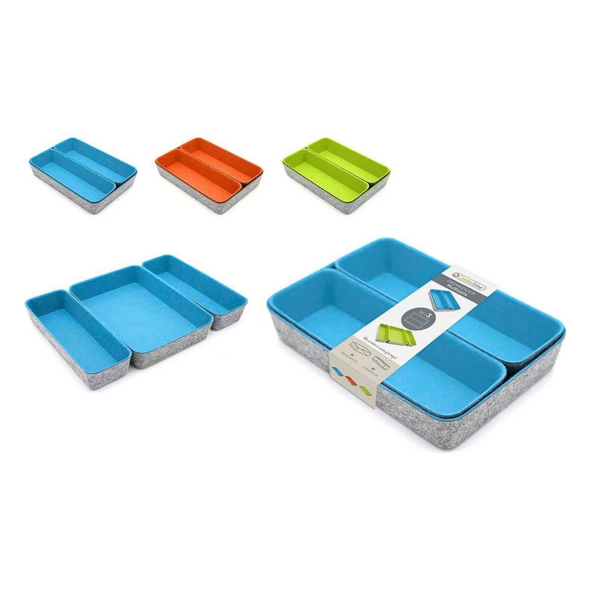Ladevakken Confortime Vilt 28 x 20,5 x 5,3 cm 3 Onderdelen (3 Stuks)