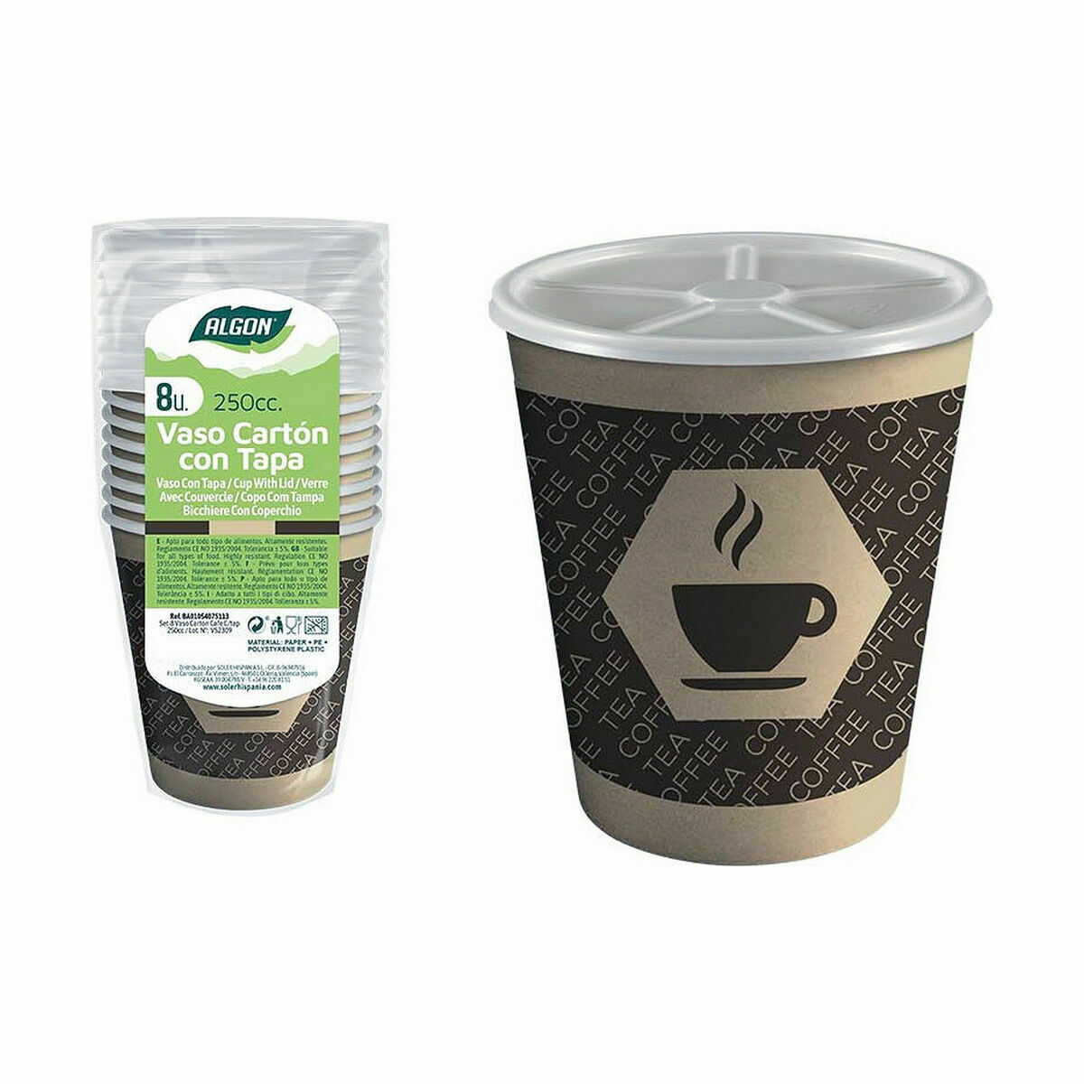 Glazenset Algon Karton Koffie 8 Onderdelen 250 ml (36 Stuks)