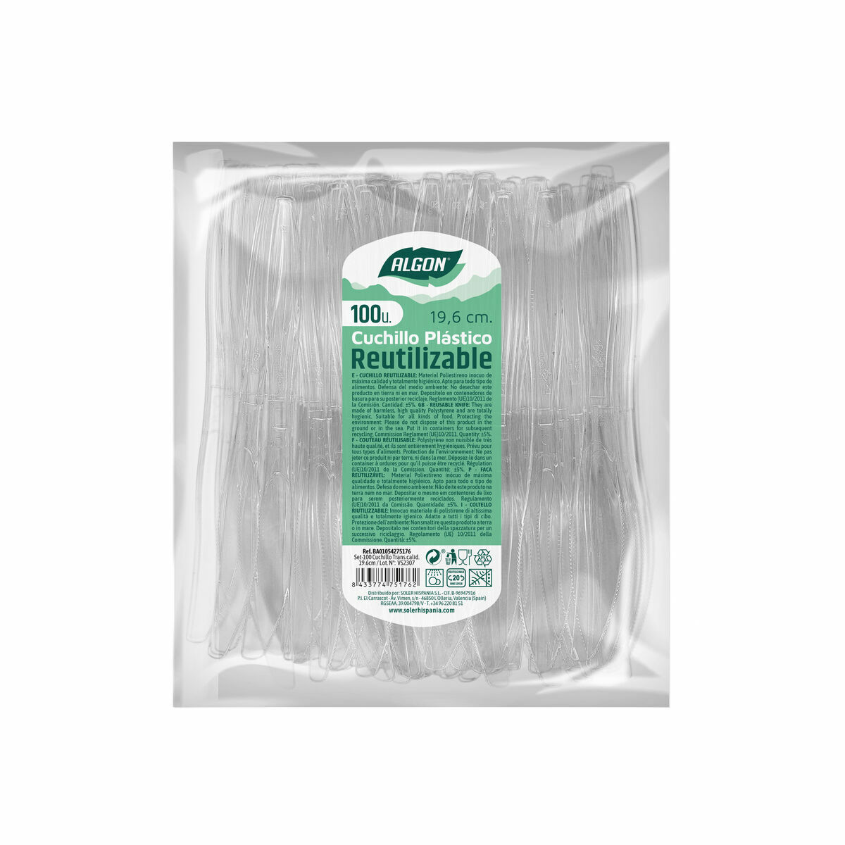 Messen Set Algon Herbruikbaar Wit 10 Stuks 19,6 cm