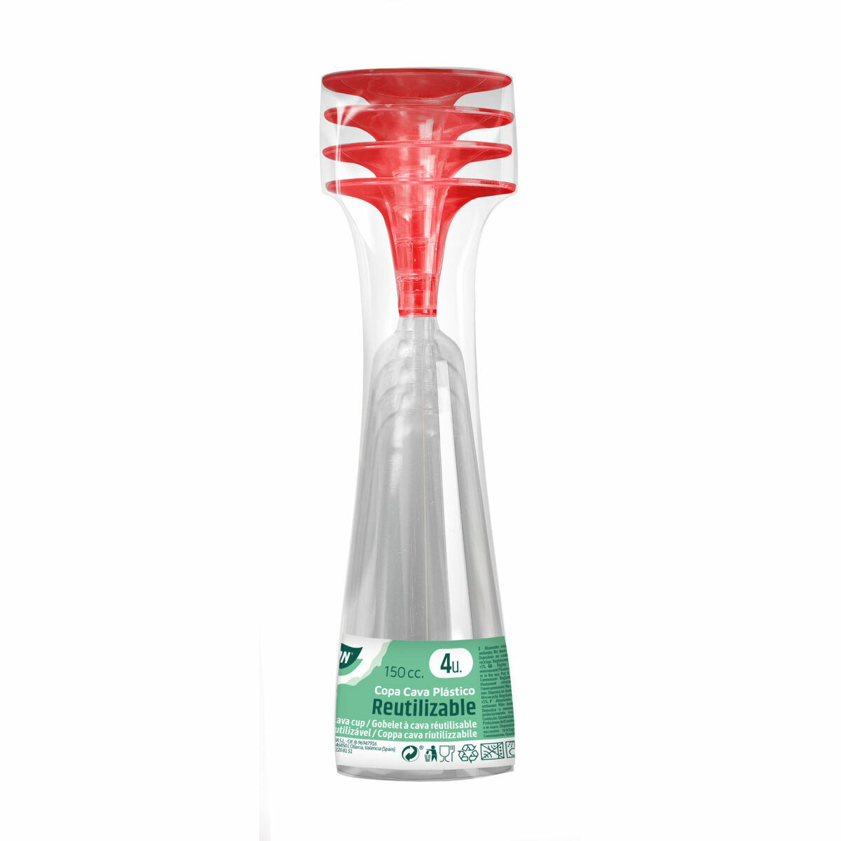 Herbruikbare cavaglazen Algon Rood 24 Stuks 150 ml (4 Onderdelen)