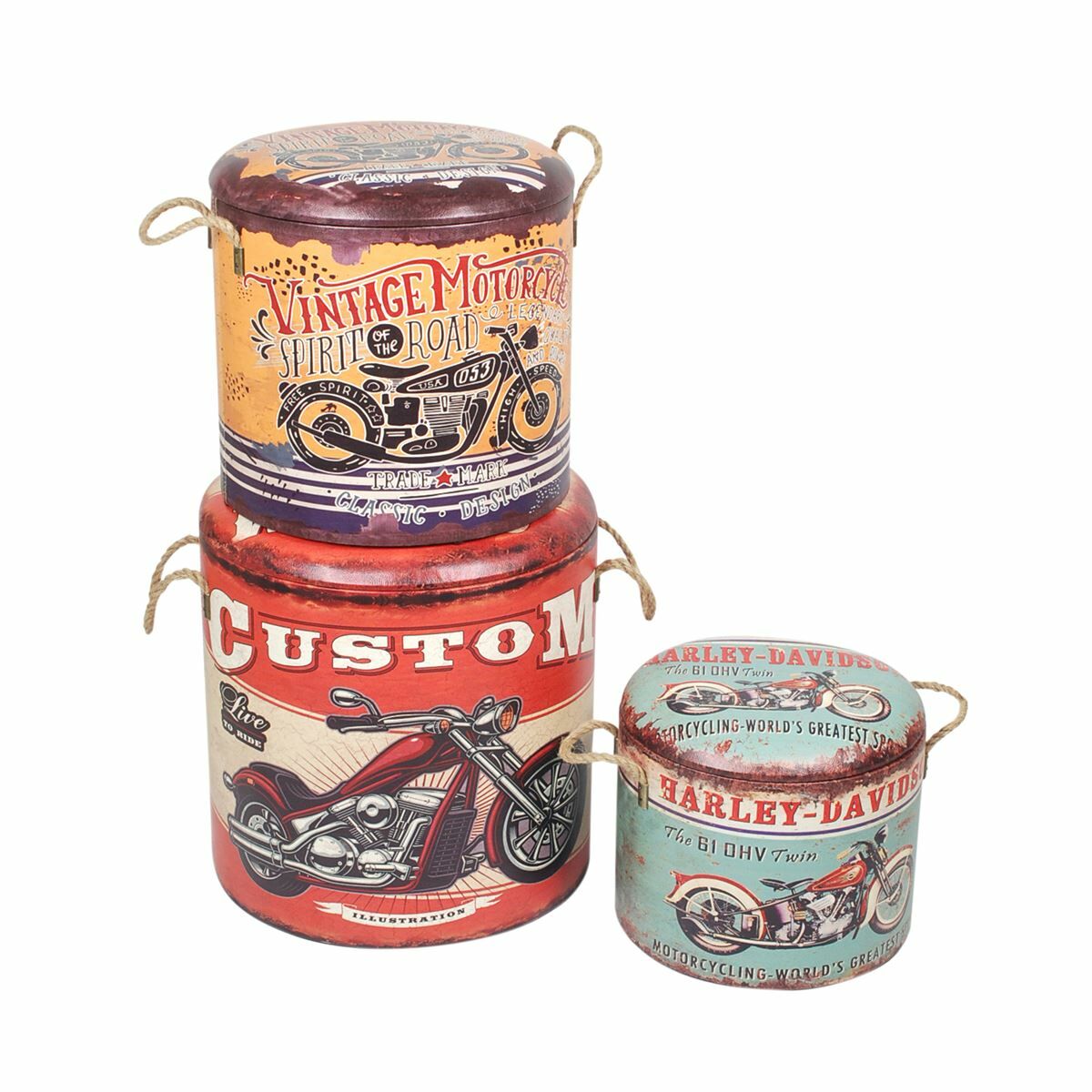 Set of stools Signes Grimalt Motorcycle Vintage 40 x 43 x 40 cm