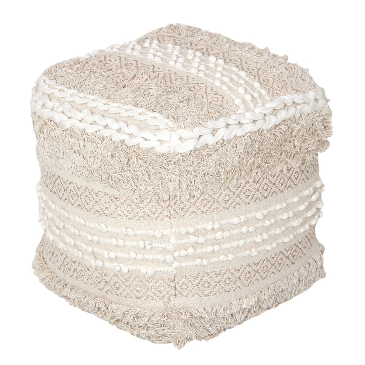 Pouffe Signes Grimalt Squared Geometric Beige 50 x 50 x 50 cm
