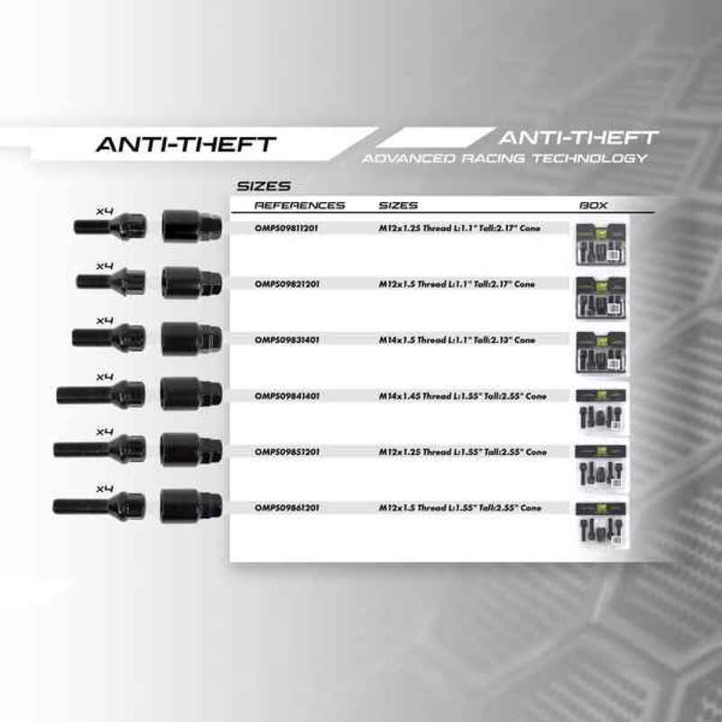 Anti-Theft Screws OMP OMPS09841401 M14 X 1,45 Black