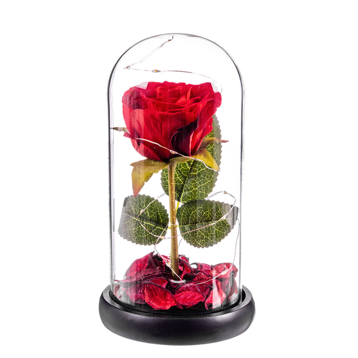 Figurine Décorative Caison Rosa roja eterna leds cupula cristal 20 cm