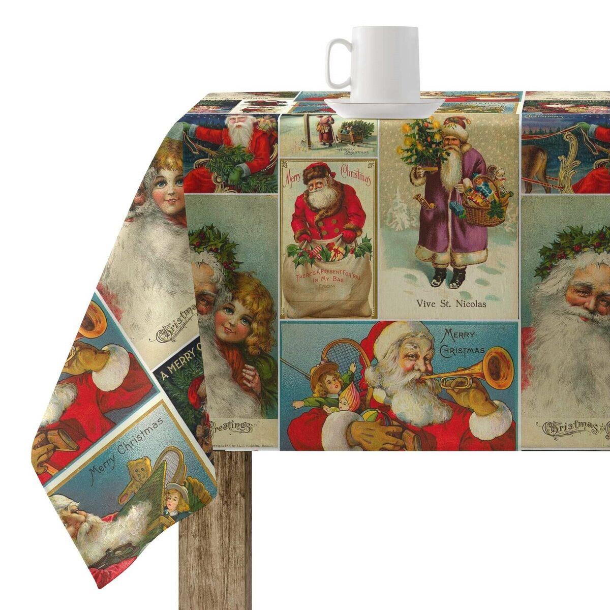 Nappe enduite antitache Mauré Vintage Christmas 100 x 140 cm