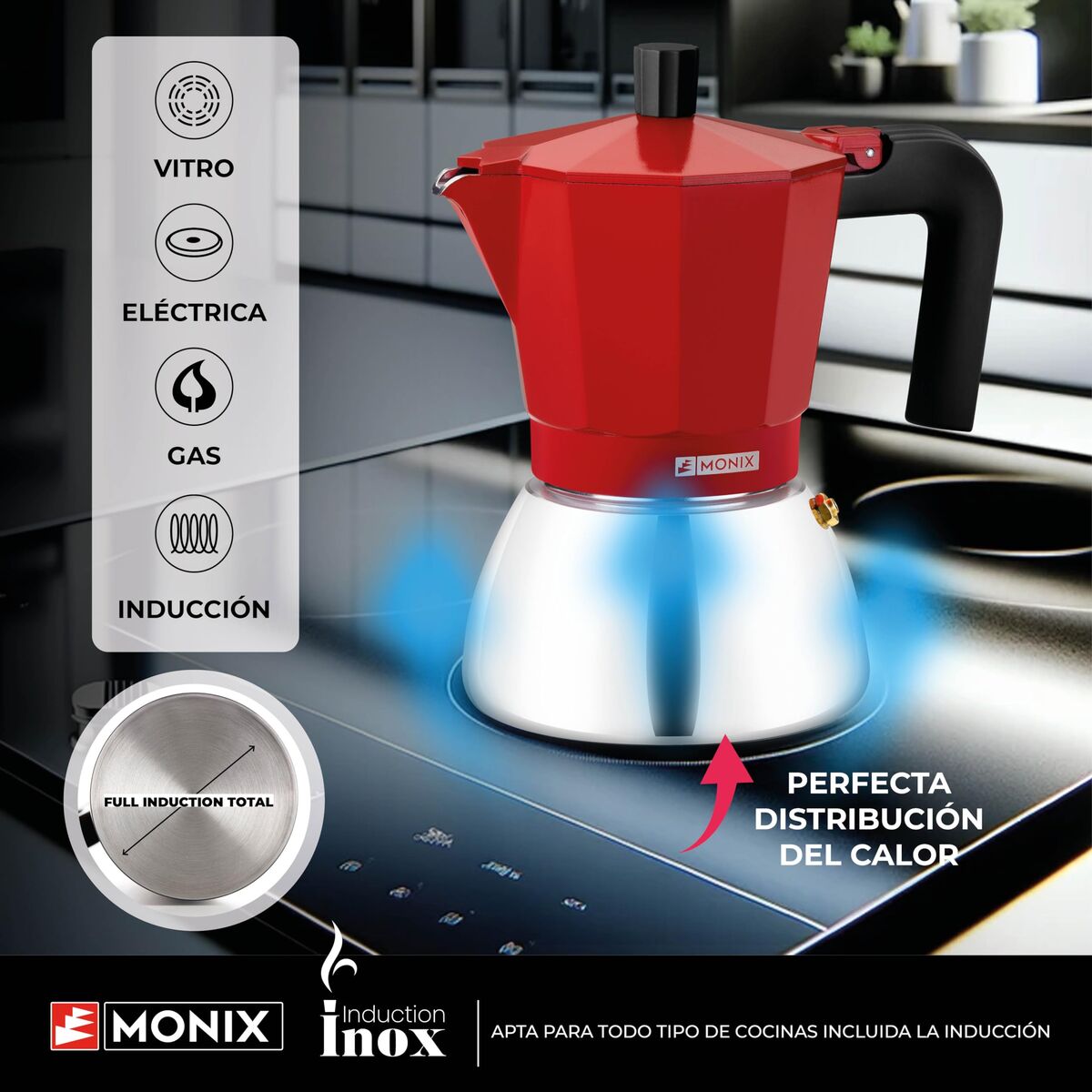 Italian Coffee Pot BRA INOX RED 9T Red 470 ml