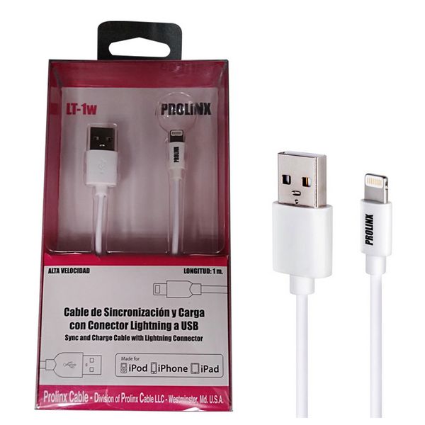 Cable USB a Lightning Prolinx 225496 Blanco
