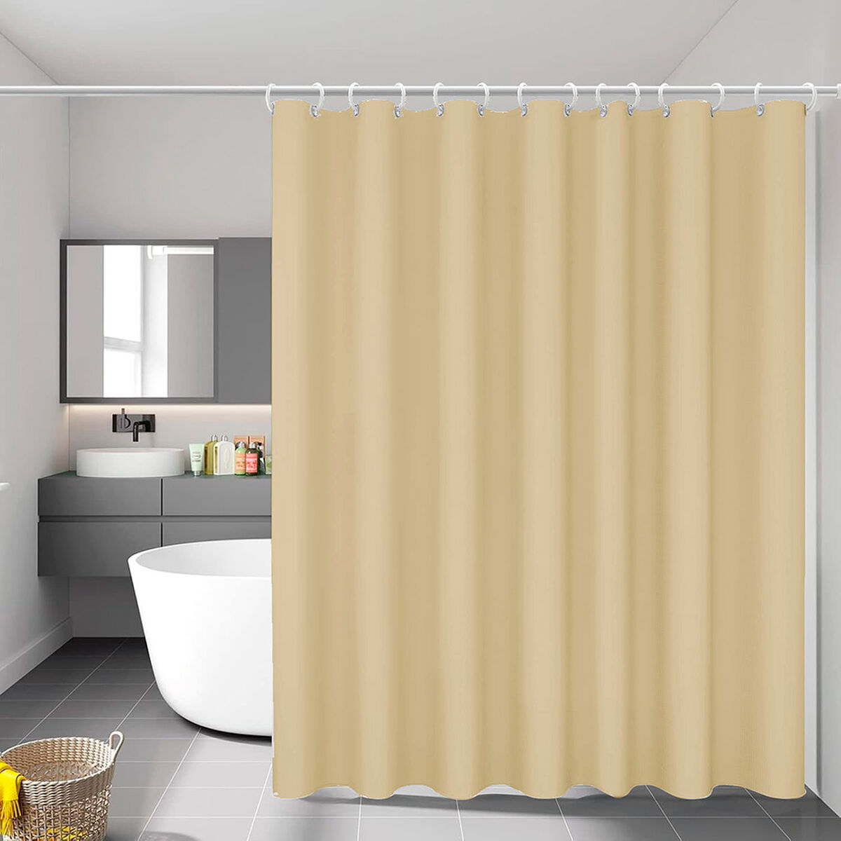 Image secondaire de Rideau de Douche Exma basic Beige PVC 140 x 180 cm